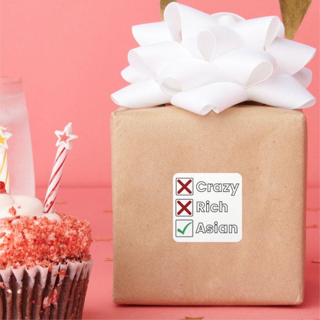 Adesivo Quadrado Não Louco, Não Rico, Apenas Asiático (Festa)