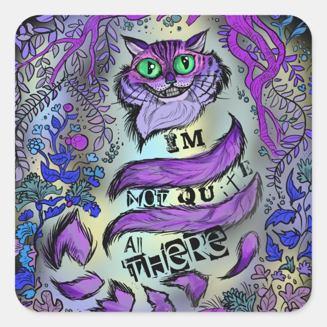 Adesivo Quadrado Não Muito Lá, Gato Louco (Frente)