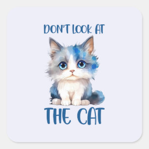 Adesivo Quadrado Não olhe para o gato - Adorável gatinho Bluish