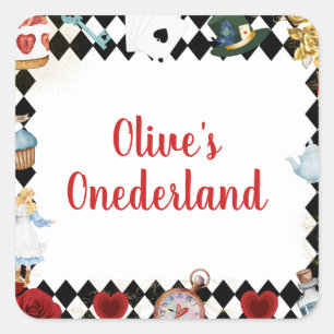 Adesivo Quadrado "Não Se Atrase" Alice no ONEderland Primeiro Anive