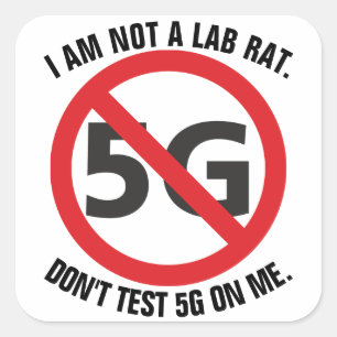 Adesivo Quadrado Não sou um rato de laboratório, não teste 5G em