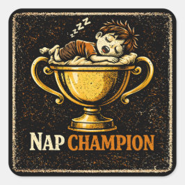 Adesivo Quadrado Nap Champion – Elite Sleeping Humor Pride