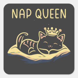 Adesivo Quadrado Nap Queen Cat - Embrace Feline Relaxatio