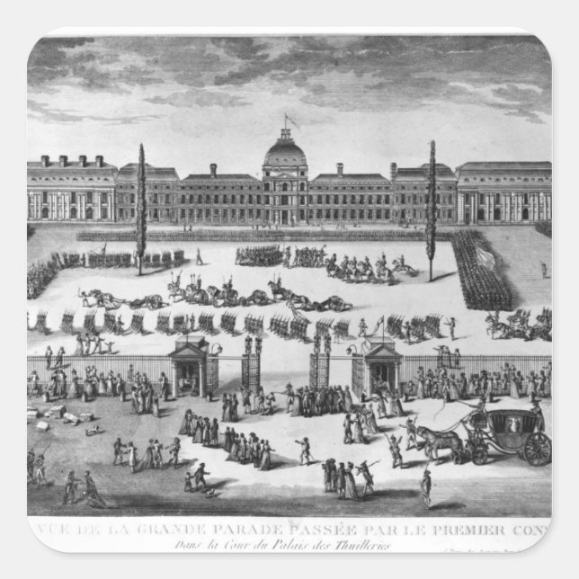 Adesivo Quadrado Napoleão Bonaparte Primeiro Cônsul, Revisando Trop (Frente)