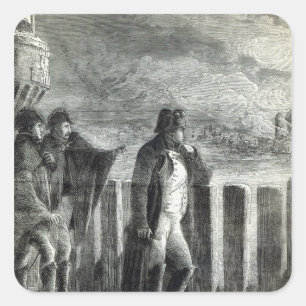 Adesivo Quadrado Napoleon que olha o fogo de Moscovo em 1812