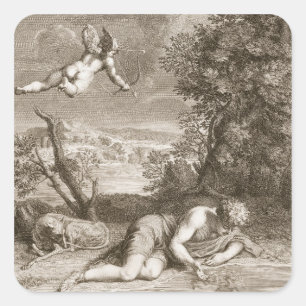 Adesivo Quadrado Narciso transformado em uma flor, 1730 (engravi