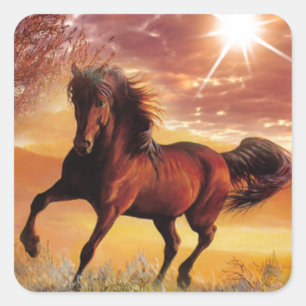 Adesivo Quadrado Nascer a ser cavalo Running selvagem do espírito