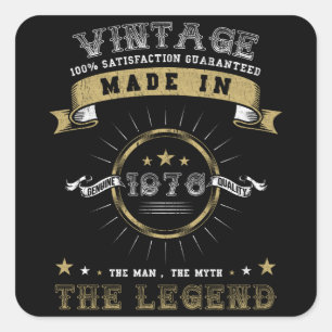 Adesivo Quadrado nascer Birthday Vintage 1976