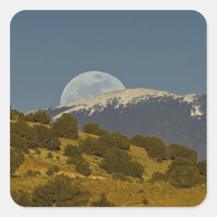 Adesivo Quadrado Nascer da lua sobre as montanhas Sangre de Cristo,