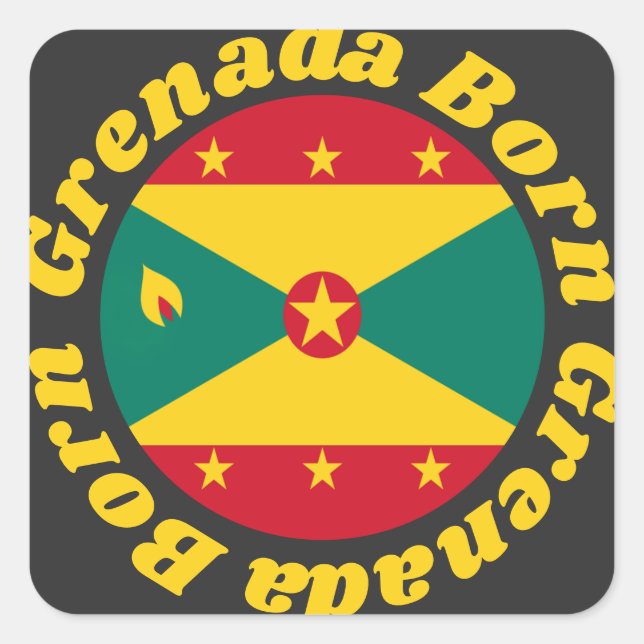 Adesivo Quadrado Nascer Granada | Sinalizador Grenadiano Cinto e Te (Frente)