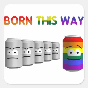 Adesivo Quadrado Nascer Por Esta Via LGBT Rainbow Stripe LGBT