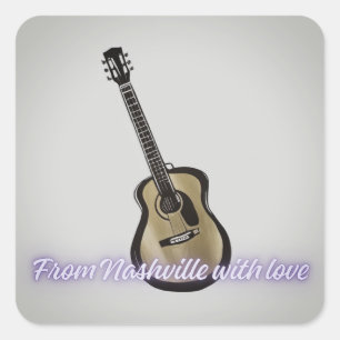 Adesivo Quadrado Nashville Guitar – Canção de Composição Inspirada 