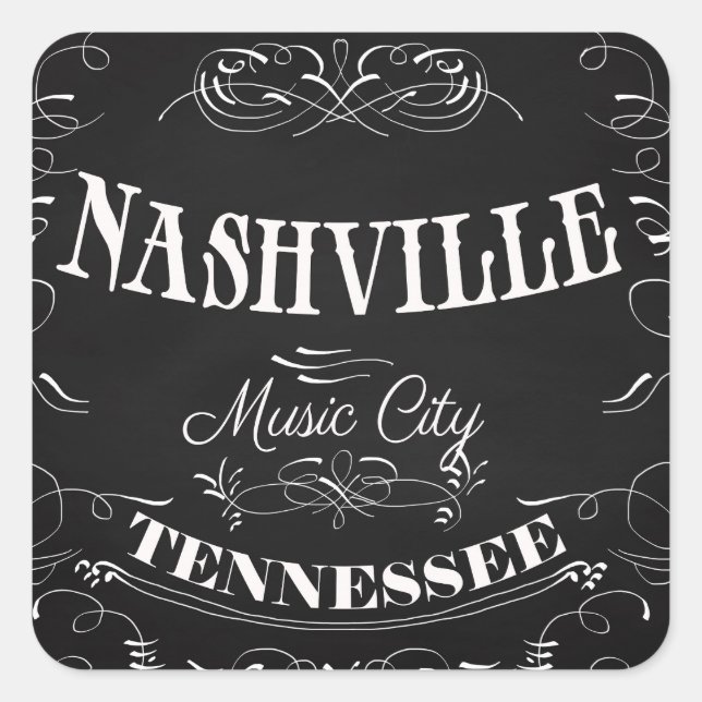 Adesivo Quadrado Nashville, Tennessee - Cidade da Música (Frente)