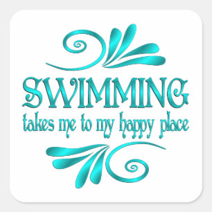 Adesivo Quadrado Natação feliz