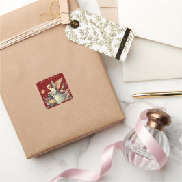 Adesivo Quadrado Natais vintages Angel e Lanterna