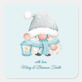 Adesivo Quadrado Natais vintages de Aquarela Cólvora Gnomo de inver