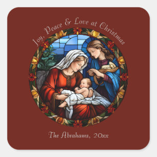 Adesivo Quadrado Natais vintages de vidro colorido
