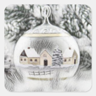 Adesivo Quadrado Natais vintages Decorações Ornamentos Aquarela