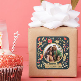 Adesivo Quadrado Natais vintages Foto da Família Botânica