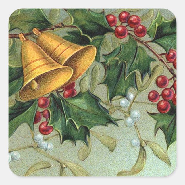 Adesivo Quadrado Natais vintages Holly Berries - Sticker (Frente)