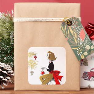 Adesivo Quadrado natais vintages retrorreflectores dona vinheta de