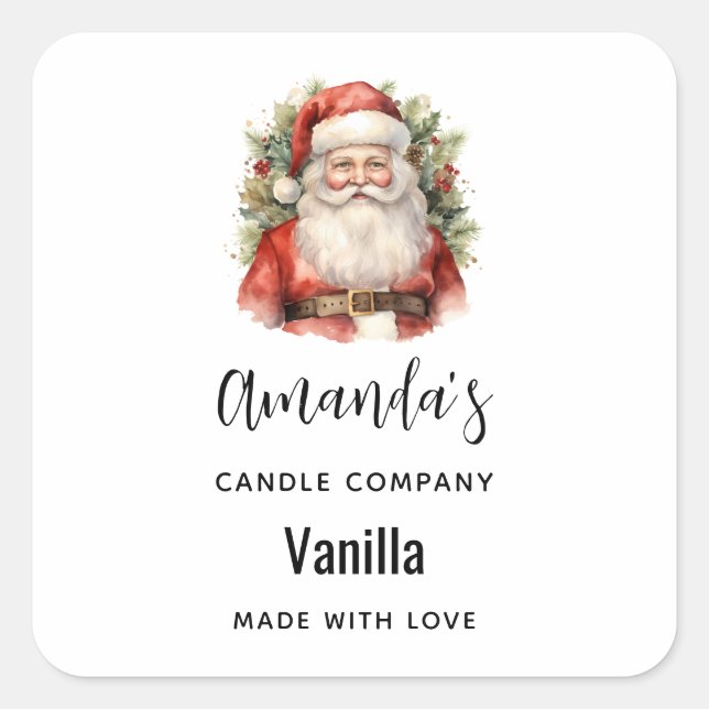 Adesivo Quadrado Natais vintages Santa Claus Candle Business (Frente)