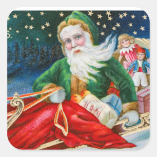 Adesivo Quadrado Natais vintages santa claus party quadrado