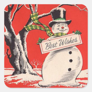 Adesivo Quadrado Natais vintages Snowman