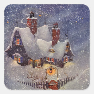 Adesivo Quadrado Natais vintages, Workshop sobre Papai Noel Polo No