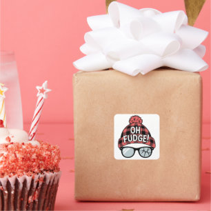 Adesivo Quadrado Natal Ah, Fudge Férias de Natal Piada de Feriado 