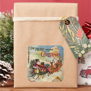 Adesivo Quadrado Natal Antigo, A Noite Antes do Natal