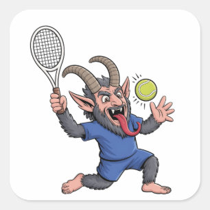 Adesivo Quadrado Natal assustador do Krampus jogando tênis