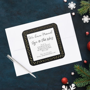 Adesivo Quadrado natal, Black and gold Address Stickers