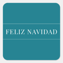 Adesivo Quadrado Natal branco minimalista Feliz Navidad Teal