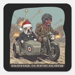 Adesivo Quadrado Natal britânico engraçado