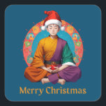 Adesivo Quadrado Natal Budista<br><div class="desc">Uma cena tranquila que retrata uma figura serena no meio de um pano de fundo festivo de Natal. A figura, com sua expressão pacífica e postura meditativa, irradia uma aura de calma e introspecção, enquanto as decorações e ornamentos de Natal adicionam um toque de calor e alegria. Esta trabalho de...</div>