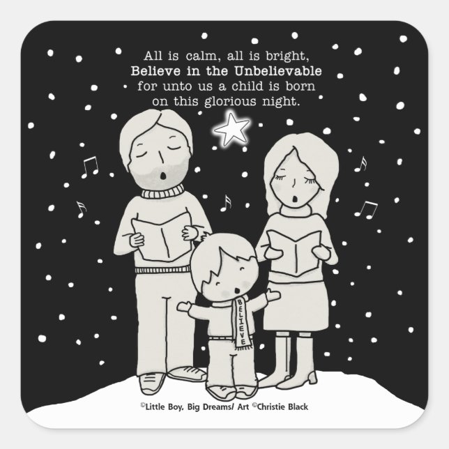 Adesivo Quadrado Natal Caroling (Frente)