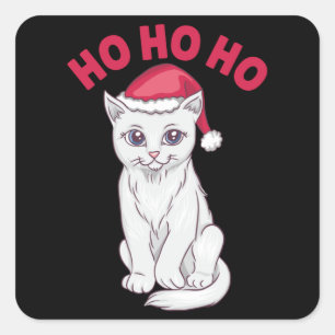 Adesivo Quadrado Natal Cat Ho Ho Ho Ho