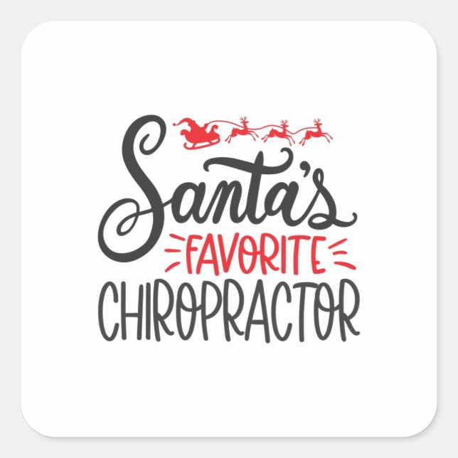 Adesivo Quadrado Natal Chiropractor Santas Favorito (Frente)