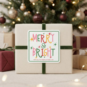 Adesivo Quadrado Natal Colorido Alegre e Brilhante Família Divertid