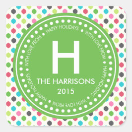 Adesivo Quadrado Natal colorido moderno personalizado feriados