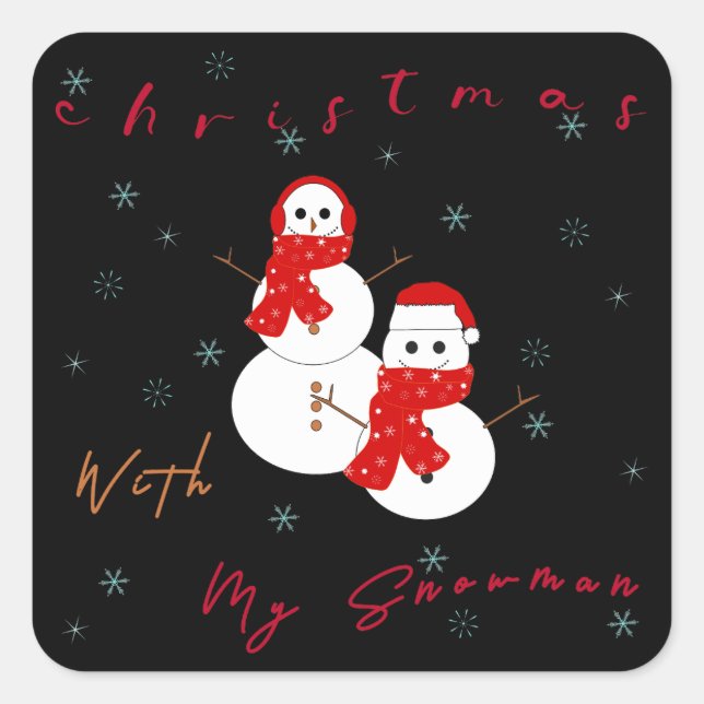 Adesivo Quadrado Natal Com Meu Neve | Vinheta de Natal (Frente)
