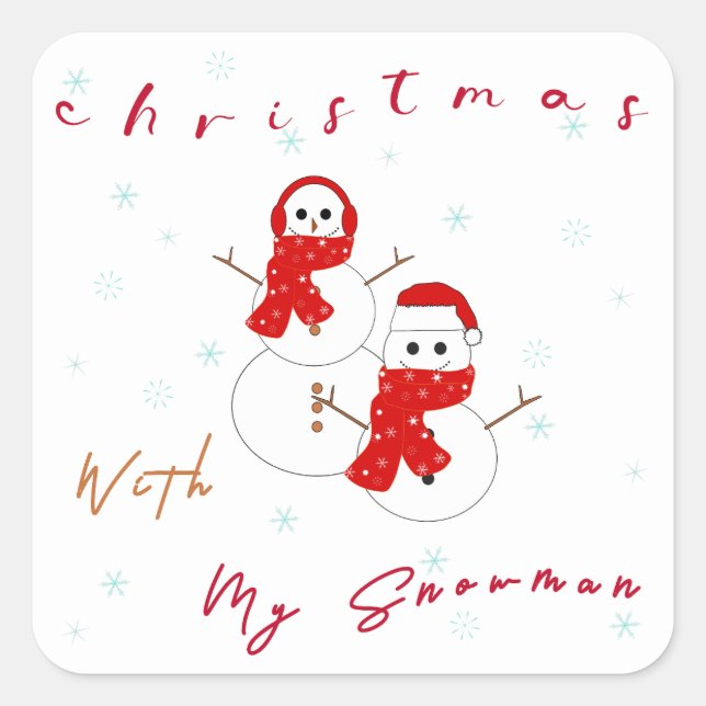 Adesivo Quadrado Natal Com Meu Neve | Vinheta de Natal (Frente)