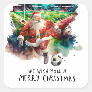 Adesivo Quadrado Natal com Papai Noel jogando bola
