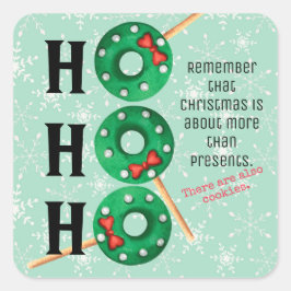 Adesivo Quadrado Natal Cookies Engraçado Ho Ho Ho Holiday