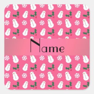 Adesivo Quadrado Natal cor-de-rosa conhecido personalizado do
