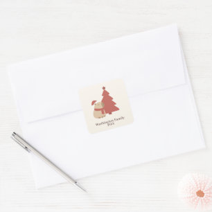 Adesivo Quadrado Natal Customizado do Capivara Aconchegante