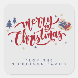 Adesivo Quadrado Natal da família personalizada