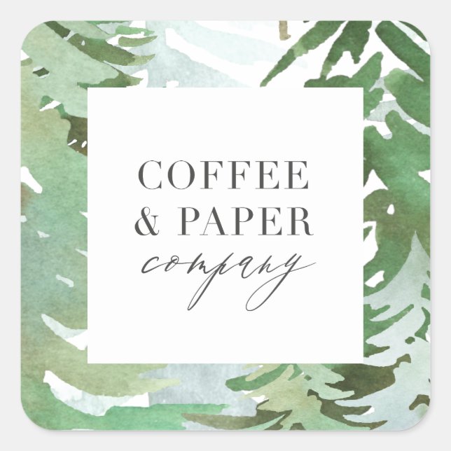 Adesivo Quadrado Natal das empresas de floresta aquática (Frente)