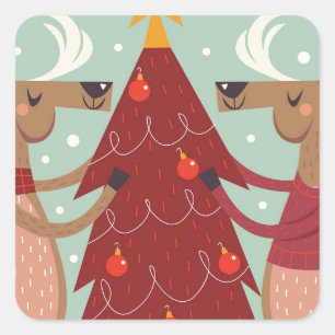 Adesivo Quadrado Natal das renas
